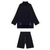 High Neck Padded Sweater Shorts Two-Piece Suits